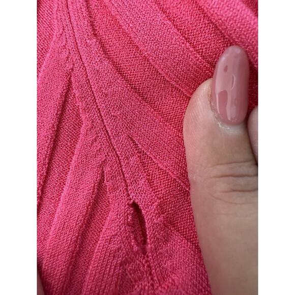 PRABAL GURUNG Striped Ribbed Bodycon Midi Dress In Pink Color Block XS - Picture 11 of 16